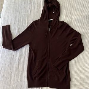 Maroon All Saints Merino Wool Zip Sweater
